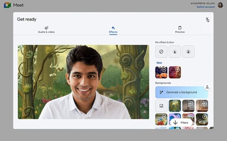 Google prueba una función para crear fondos personalizados generados por IA para Meet