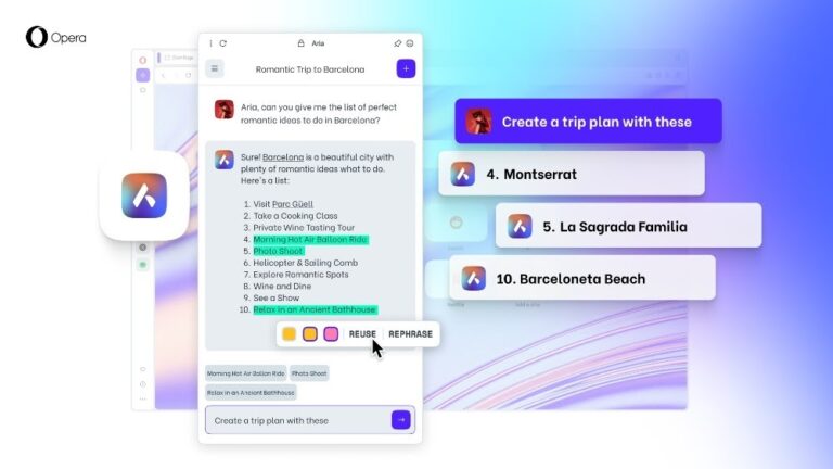 Opera One amplia las capacidades de consulta y creación de su IA Aria