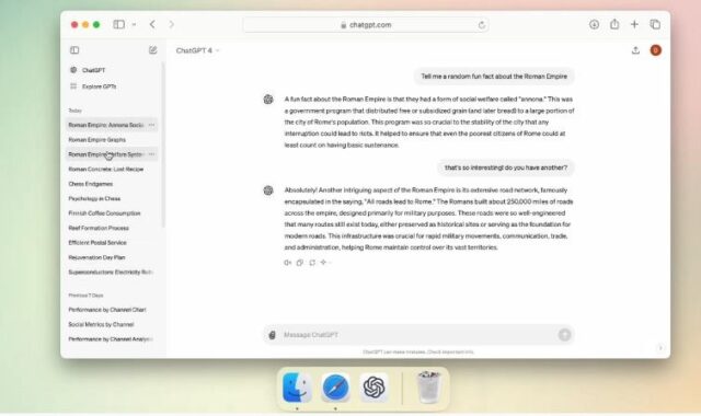 La aplicación para escritorio ChatGPT llega a macOS para usuarios de la versión Plus