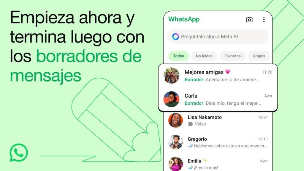 WhatsApp despliega los borradores de mensajes a nivel global