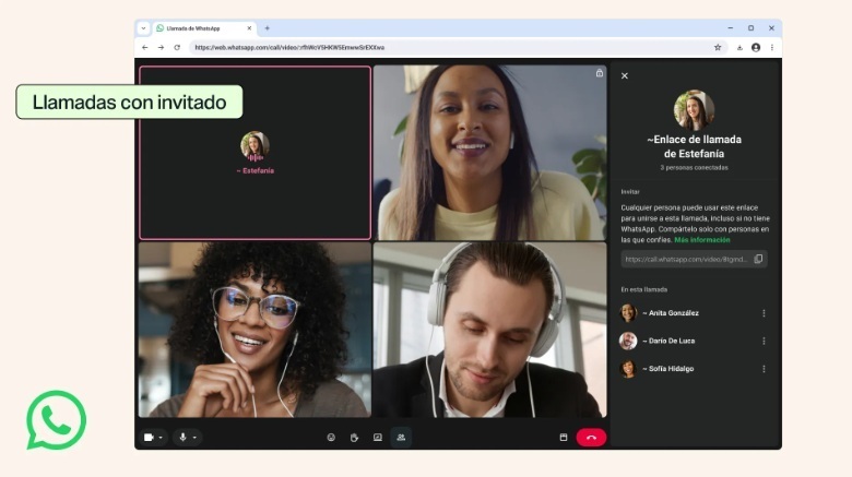 Las llamadas de WhatsApp se abren a usuarios sin cuenta como invitados
